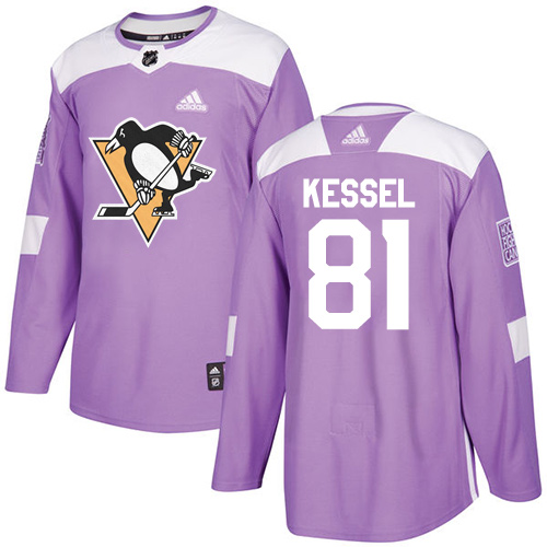 Youth Adidas Pittsburgh Penguins #81 Phil Kessel Authentic Purple Fights Cancer Practice NHL Jersey