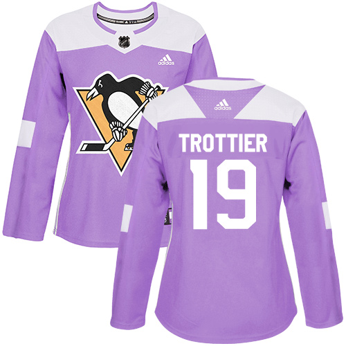 Women's Adidas Pittsburgh Penguins #19 Bryan Trottier Authentic Purple Fights Cancer Practice NHL Jersey