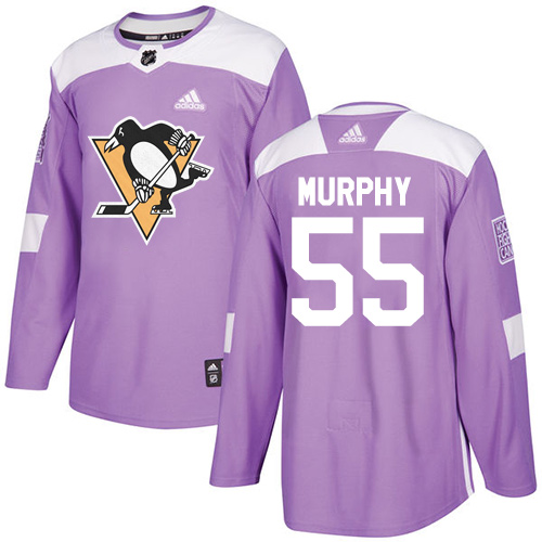 Men's Adidas Pittsburgh Penguins #55 Larry Murphy Authentic Purple Fights Cancer Practice NHL Jersey