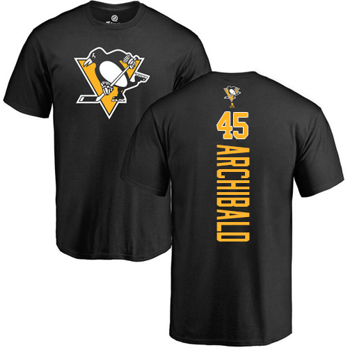 NHL Adidas Pittsburgh Penguins #45 Josh Archibald Black Backer T-Shirt