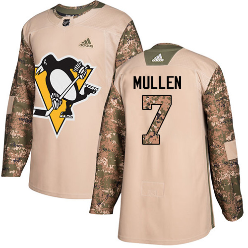 Men's Adidas Pittsburgh Penguins #7 Joe Mullen Authentic Camo Veterans Day Practice NHL Jersey