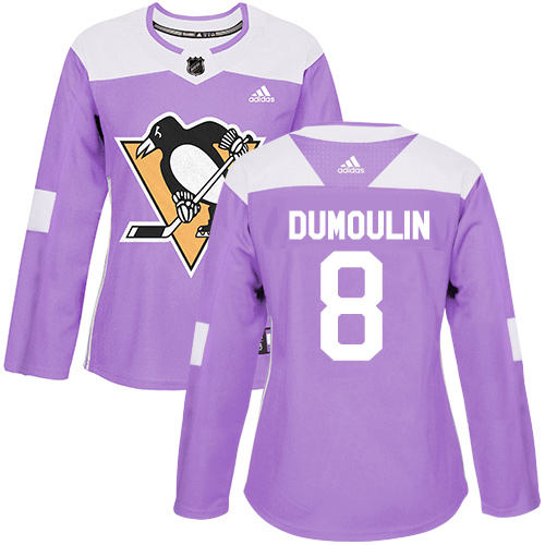 Women's Adidas Pittsburgh Penguins #8 Brian Dumoulin Authentic Purple Fights Cancer Practice NHL Jersey