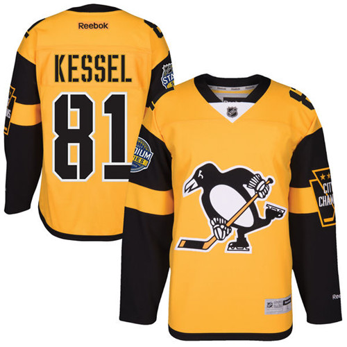 Youth Reebok Pittsburgh Penguins #81 Phil Kessel Authentic Gold 2017 Stadium Series NHL Jersey
