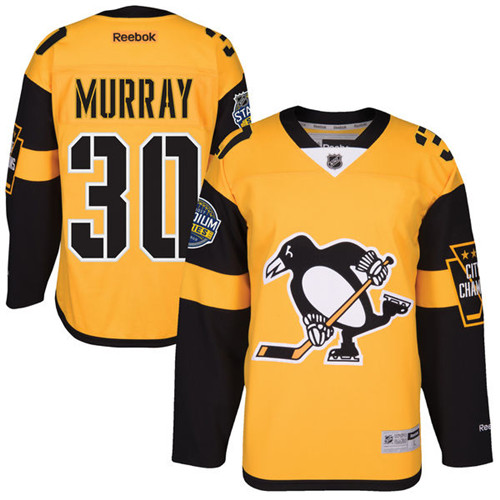 Men's Reebok Pittsburgh Penguins #30 Matt Murray Authentic Gold 2017 Stadium Series NHL Jersey