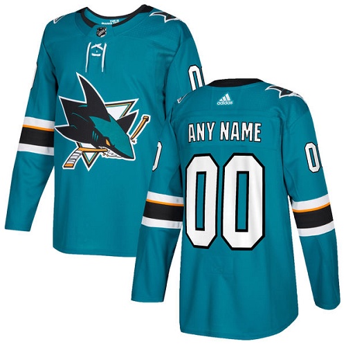 Men's Adidas San Jose Sharks Customized Authentic Teal Green Home NHL Jersey