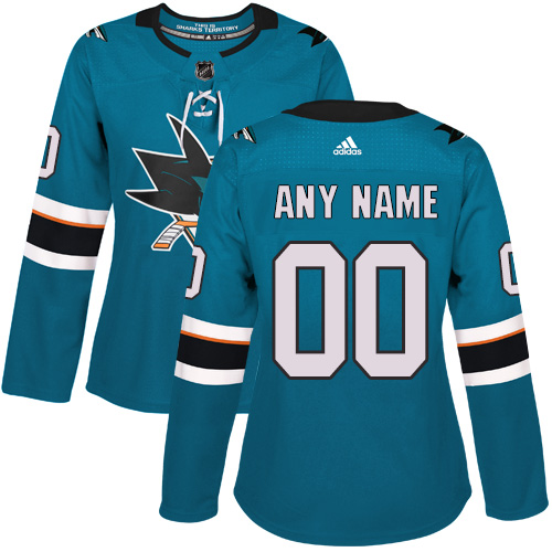 Women's Adidas San Jose Sharks Customized Authentic Teal Green Home NHL Jersey