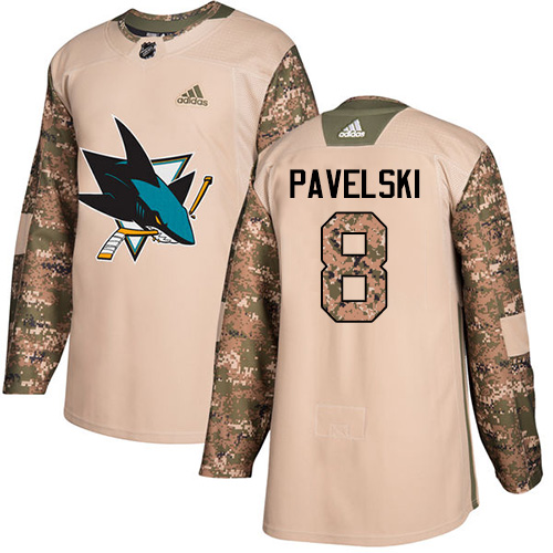 Men's Adidas San Jose Sharks #8 Joe Pavelski Authentic Camo Veterans Day Practice NHL Jersey