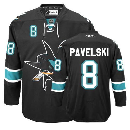 Men's Reebok San Jose Sharks #8 Joe Pavelski Authentic Black Third NHL Jersey