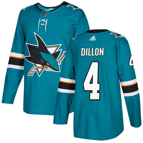 Men's Adidas San Jose Sharks #4 Brenden Dillon Authentic Teal Green Home NHL Jersey