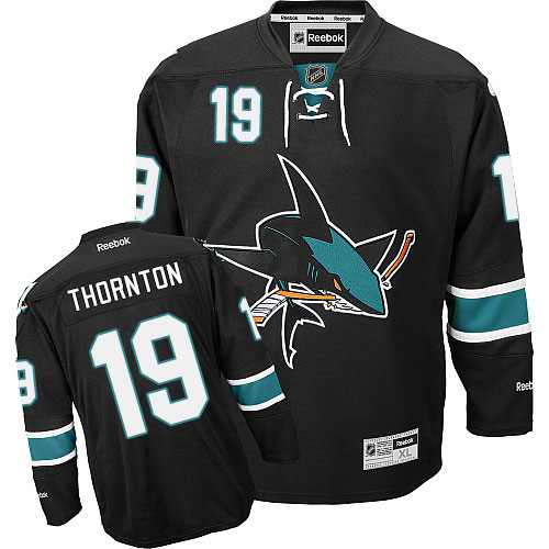 Men's Reebok San Jose Sharks #19 Joe Thornton Premier Black Third NHL Jersey