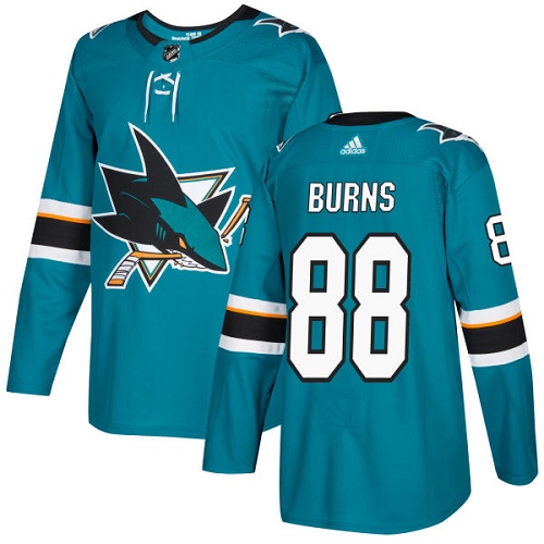 Youth Adidas San Jose Sharks #88 Brent Burns Authentic Teal Green Home NHL Jersey