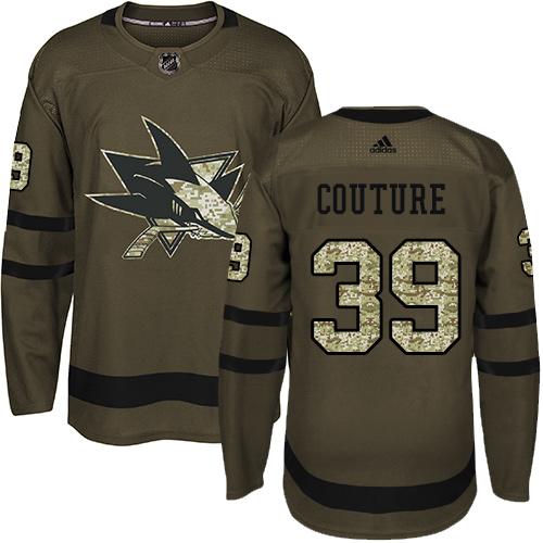 Youth Adidas San Jose Sharks #39 Logan Couture Premier Green Salute to Service NHL Jersey