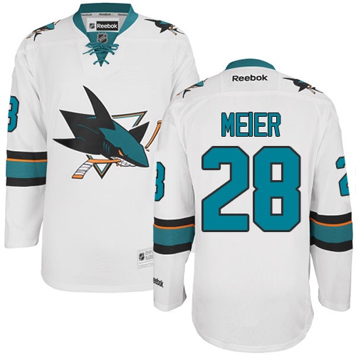 Youth Reebok San Jose Sharks #28 Timo Meier Authentic White Away NHL Jersey