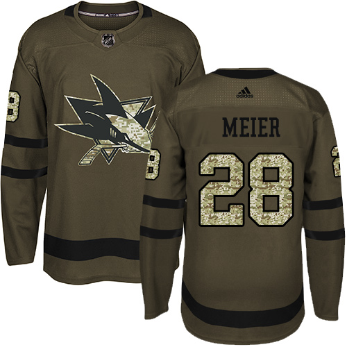 Men's Adidas San Jose Sharks #28 Timo Meier Premier Green Salute to Service NHL Jersey