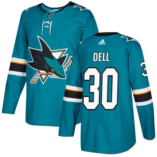 Youth Adidas San Jose Sharks #30 Aaron Dell Premier Teal Green Home NHL Jersey