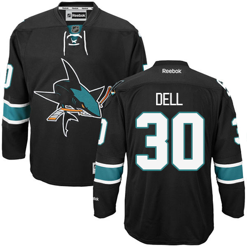 Youth Reebok San Jose Sharks #30 Aaron Dell Authentic Black Third NHL Jersey