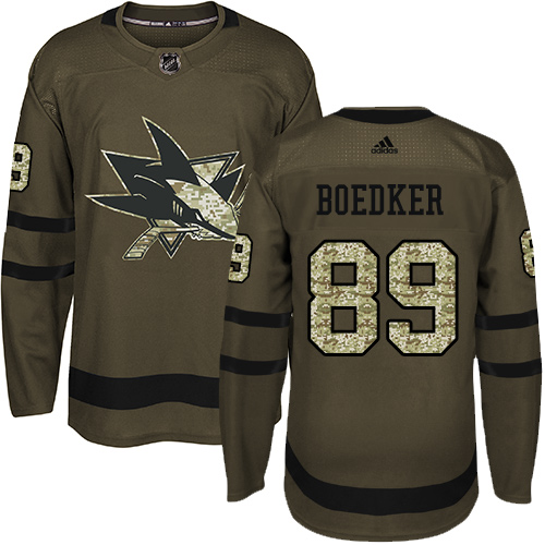 Men's Adidas San Jose Sharks #89 Mikkel Boedker Authentic Green Salute to Service NHL Jersey