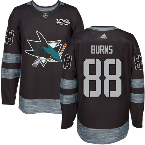 Men's Adidas San Jose Sharks #88 Brent Burns Premier Black 1917-2017 100th Anniversary NHL Jersey