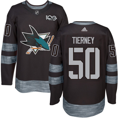 Men's Adidas San Jose Sharks #50 Chris Tierney Authentic Black 1917-2017 100th Anniversary NHL Jersey