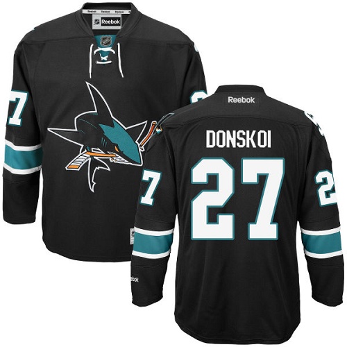 Youth Reebok San Jose Sharks #27 Joonas Donskoi Authentic Black Third NHL Jersey