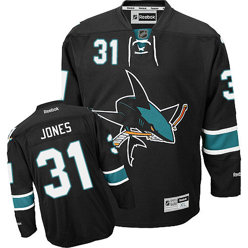 Youth Reebok San Jose Sharks #31 Martin Jones Authentic Black Third NHL Jersey