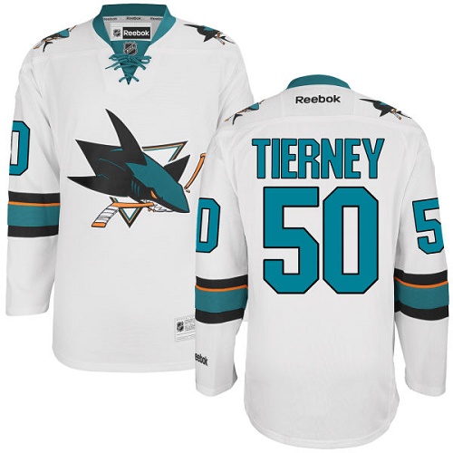 Youth Reebok San Jose Sharks #50 Chris Tierney Authentic White Away NHL Jersey