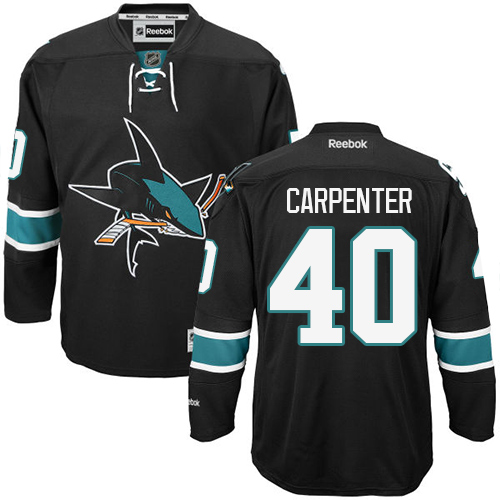 Youth Reebok San Jose Sharks #40 Ryan Carpenter Authentic Black Third NHL Jersey
