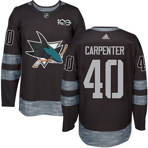 Men's Adidas San Jose Sharks #40 Ryan Carpenter Premier Black 1917-2017 100th Anniversary NHL Jersey