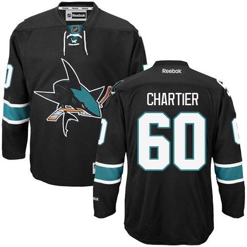 Men's Reebok San Jose Sharks #60 Rourke Chartier Authentic Black Third NHL Jersey