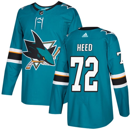 Men's Adidas San Jose Sharks #72 Tim Heed Authentic Teal Green Home NHL Jersey