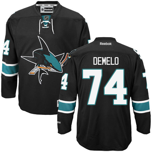 Men's Reebok San Jose Sharks #74 Dylan DeMelo Authentic Black Third NHL Jersey