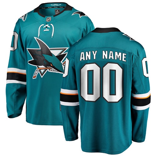 Men's San Jose Sharks Customized Fanatics Branded Teal Green Home Breakaway NHL Jersey