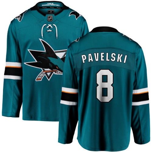 Men's San Jose Sharks #8 Joe Pavelski Fanatics Branded Teal Green Home Breakaway NHL Jersey