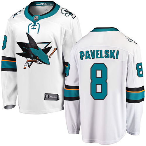 Men's San Jose Sharks #8 Joe Pavelski Fanatics Branded White Away Breakaway NHL Jersey
