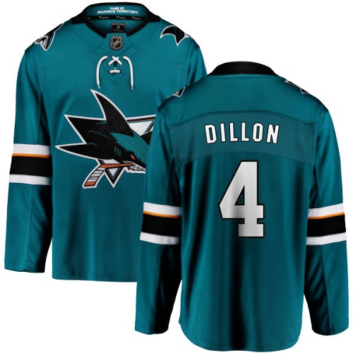 Men's San Jose Sharks #4 Brenden Dillon Fanatics Branded Teal Green Home Breakaway NHL Jersey