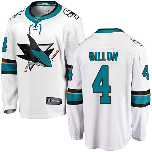 Men's San Jose Sharks #4 Brenden Dillon Fanatics Branded White Away Breakaway NHL Jersey