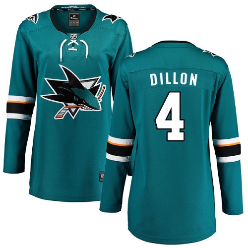 Women's San Jose Sharks #4 Brenden Dillon Fanatics Branded Teal Green Home Breakaway NHL Jersey