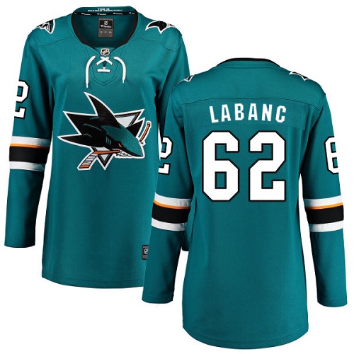 Women's San Jose Sharks #62 Kevin Labanc Fanatics Branded Teal Green Home Breakaway NHL Jersey