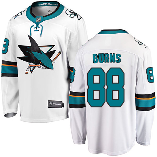 Youth San Jose Sharks #88 Brent Burns Fanatics Branded White Away Breakaway NHL Jersey