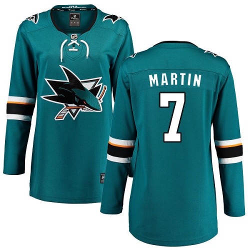 Women's San Jose Sharks #7 Paul Martin Fanatics Branded Teal Green Home Breakaway NHL Jersey