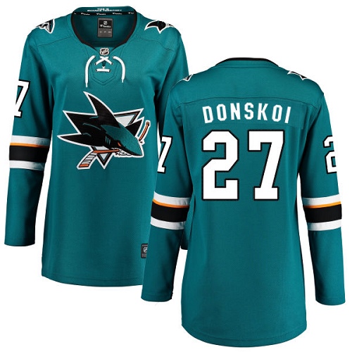 Women's San Jose Sharks #27 Joonas Donskoi Fanatics Branded Teal Green Home Breakaway NHL Jersey