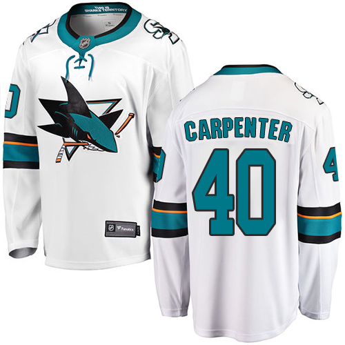 Men's San Jose Sharks #40 Ryan Carpenter Fanatics Branded White Away Breakaway NHL Jersey