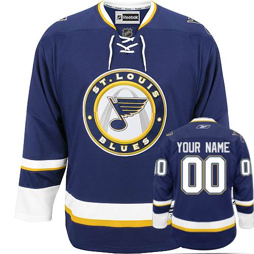 Men's Reebok St. Louis Blues Customized Premier Navy Blue Third NHL Jersey