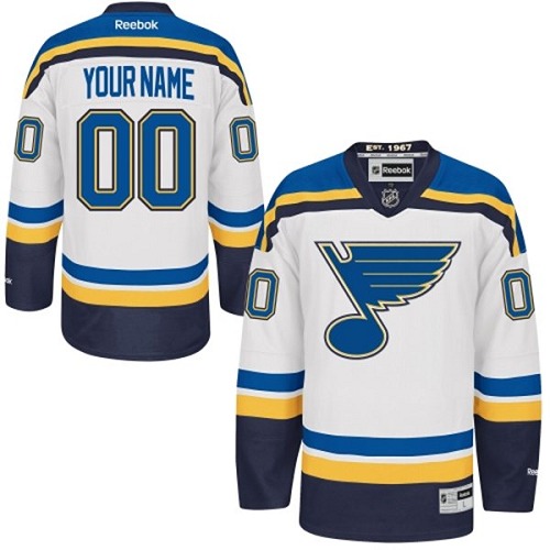 Youth Reebok St. Louis Blues Customized Authentic White Away NHL Jersey