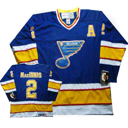 Men's CCM St. Louis Blues #2 Al Macinnis Authentic Blue Throwback NHL Jersey