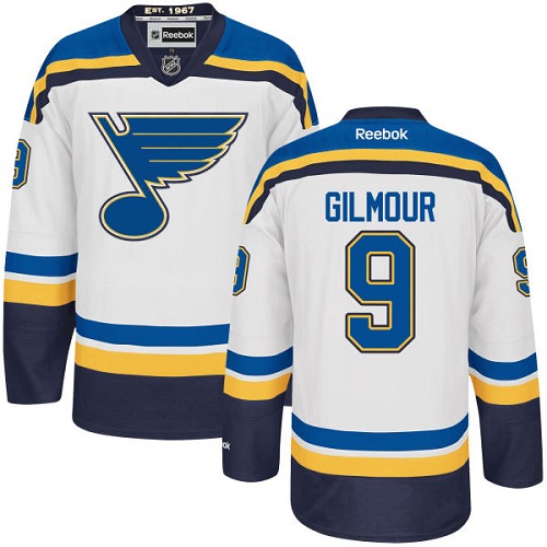Men's Reebok St. Louis Blues #9 Doug Gilmour Authentic White Away NHL Jersey