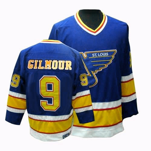 Men's CCM St. Louis Blues #9 Doug Gilmour Authentic Blue Throwback NHL Jersey