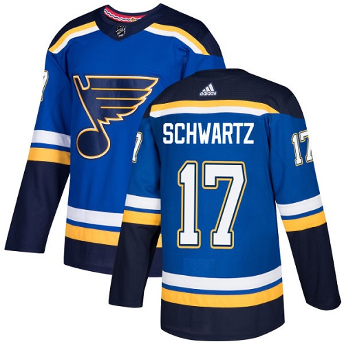 Men's Adidas St. Louis Blues #17 Jaden Schwartz Authentic Royal Blue Home NHL Jersey