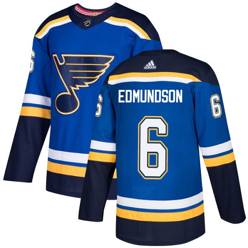 Men's Adidas St. Louis Blues #6 Joel Edmundson Authentic Royal Blue Home NHL Jersey