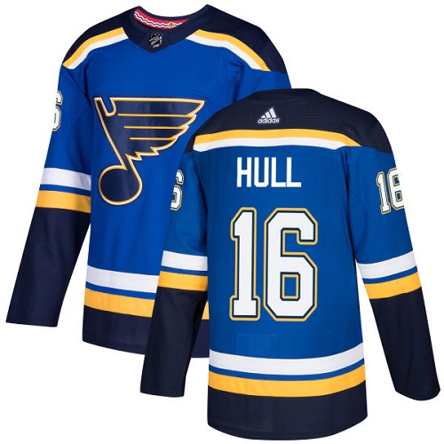 Men's Adidas St. Louis Blues #16 Brett Hull Authentic Royal Blue Home NHL Jersey